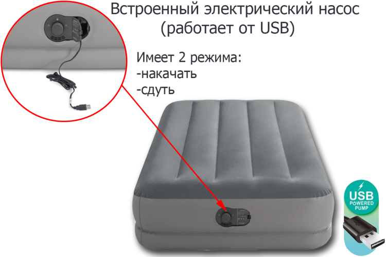 Односпальная надувная кровать INTEX 64112 Prestige Twin 191х99х30 см