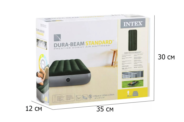 Односпальный надувной матрас INTEX 64106 Prestige Downy Airbed With Fiber-Tech 76х191х25 см Односпальный надувной матрас INTEX 64106 Prestige Downy Airbed With Fiber-Tech 76х191х25 см
