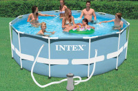26718 Бассейн каркасный круглый INTEX 366х122 с лестницей, фильтрующей установкой Prism Frame 366х122 см