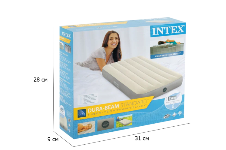 Односпальный надувной матрас INTEX 64101 Single-High Airbed With Fiber-Tech 99х191х25 см Односпальный надувной матрас INTEX 64101 Single-High Airbed With Fiber-Tech 99х191х25 см