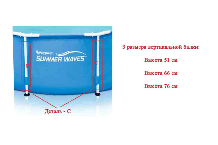 Вертикальная балка для круглого каркасного бассейна Summer Waves P20-0830 Вертикальная балка для круглого каркасного бассейна Summer Waves P20-0830